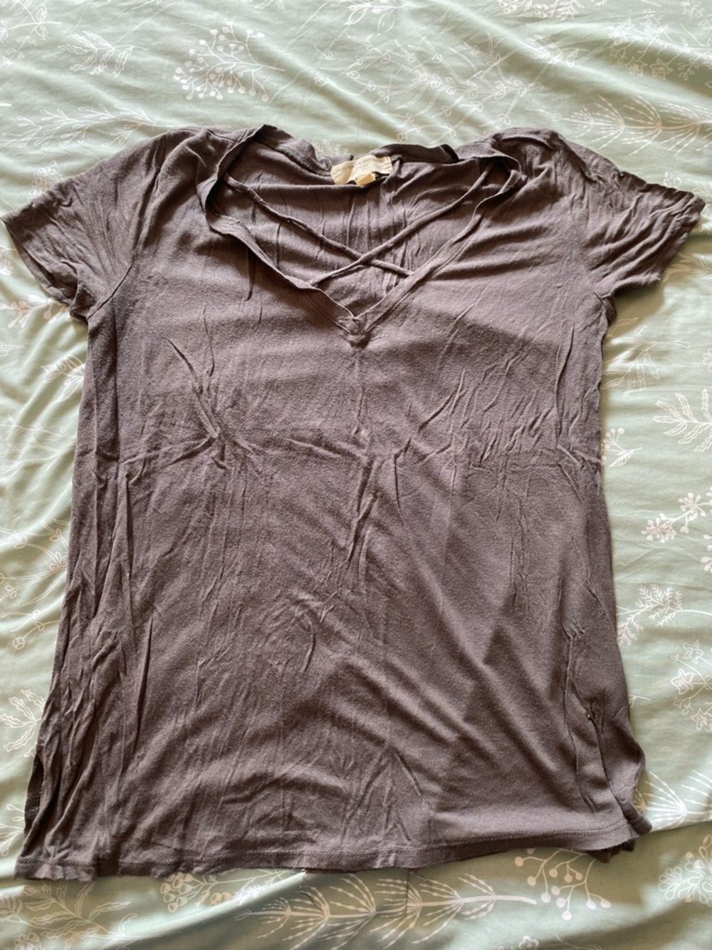 Project Social / Urban Outfitters Crisscross V-Neck Short Sleeve Tee
